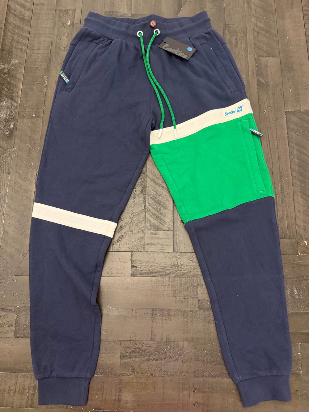 Cookies Mens Green & Navy Blue Sweatpants